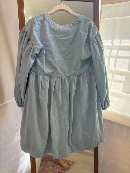 By Anthropologie Long-Sleeve Square-Neck Denim Babydoll Mini Dress size M - Picture 8 of 8